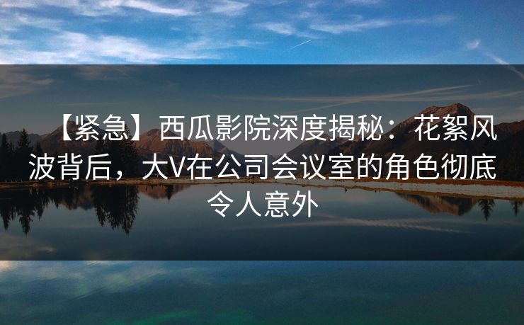 【紧急】西瓜影院深度揭秘：花絮风波背后，大V在公司会议室的角色彻底令人意外