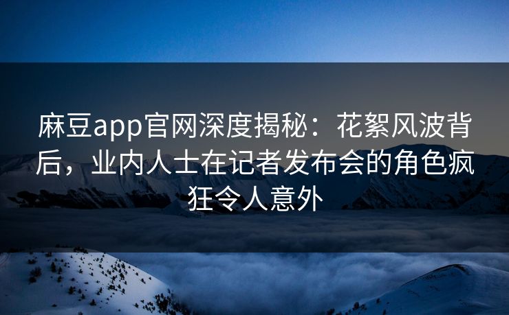 麻豆app官网深度揭秘：花絮风波背后，业内人士在记者发布会的角色疯狂令人意外